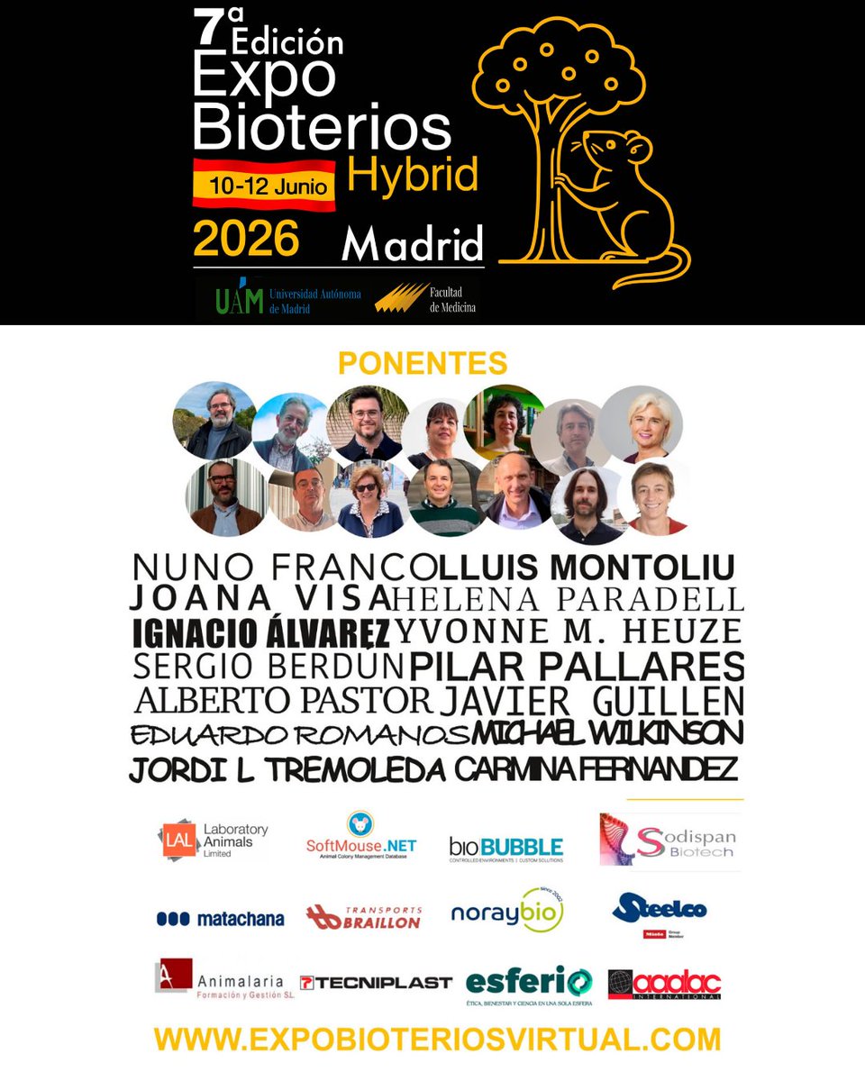 🔬 ¡Faltan 2 meses para #ExpoBioterios2026 en Madrid! 🇪🇸
📅 10–12 junio
📍 Universidad Autónoma de Madrid
3 días de ciencia y networking:
✅ Conferencias
✅ Talleres
✅ Exposición comercial
🌎 Modalidad híbrida
👉 Inscríbete: expobioteriosvirtual.com