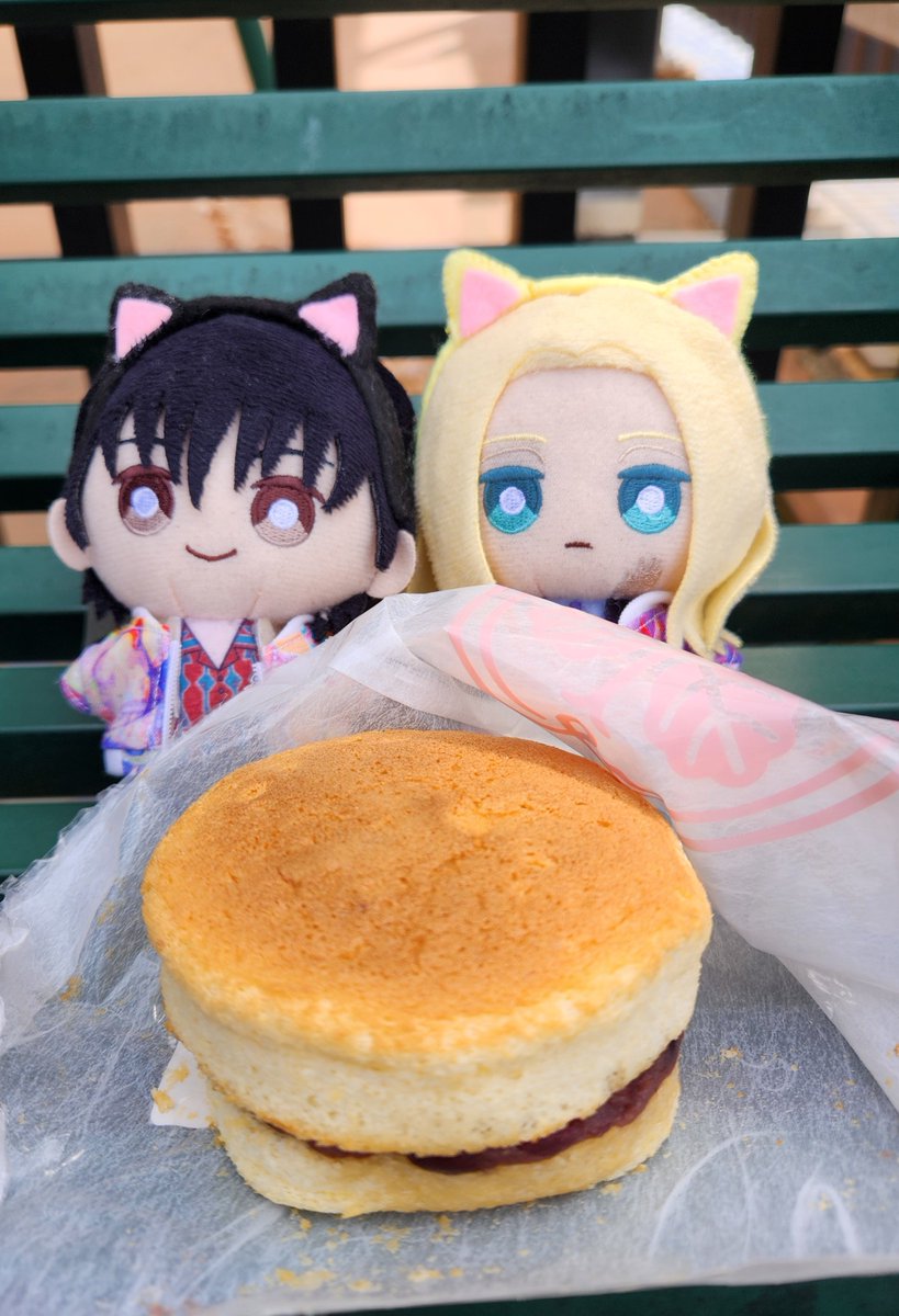 今日のぬい🎲🔨さんﾃﾞｰﾄは🏬ｼｮｯﾋﾟﾝｸﾞと屋上で買った岐/阜のどら焼を食べました❤️💜✨️
ふわふわでおいしかったです✨️