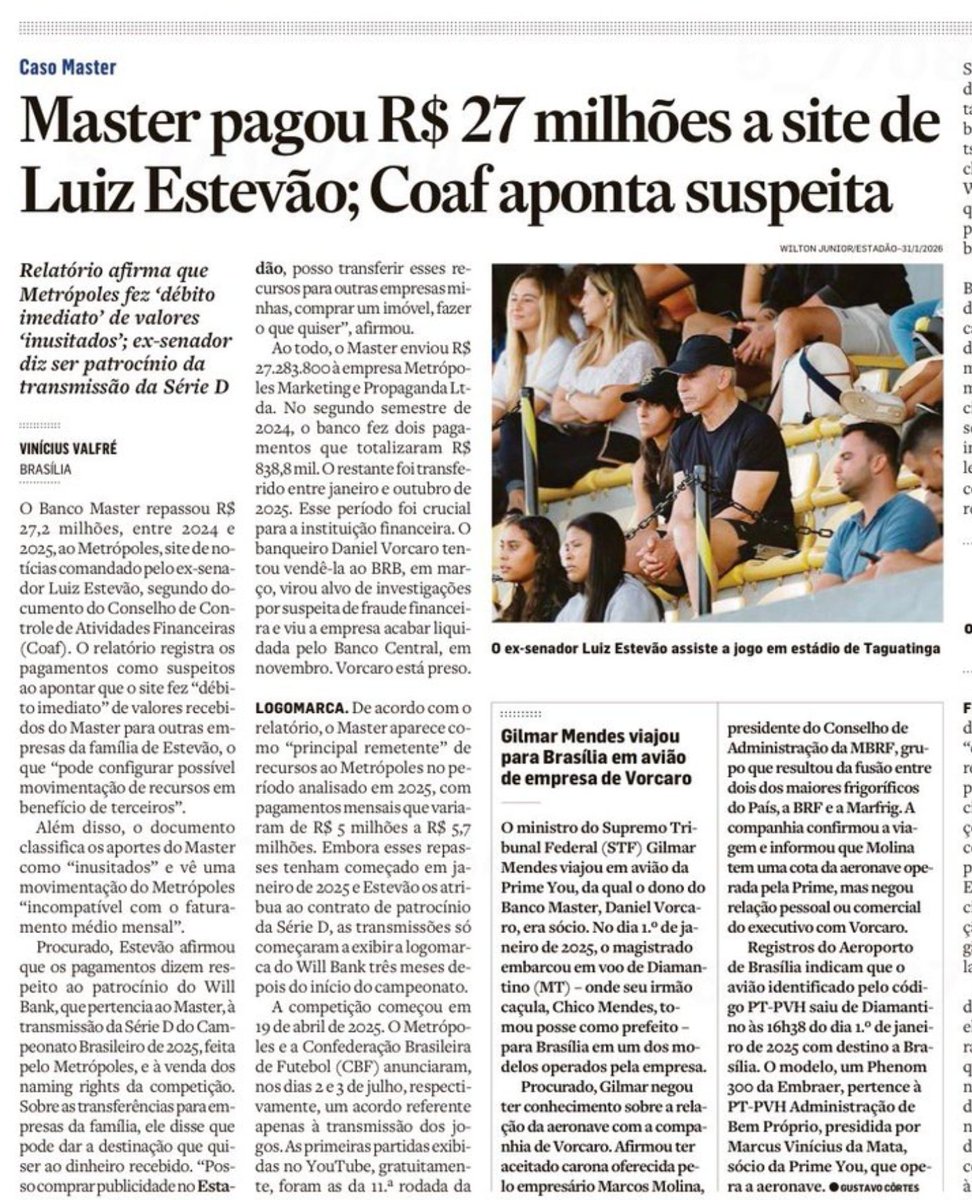 adrianobombeiro's tweet image. 1/10 🚨 BOMBA NO JORNALISMO! Banco Master (de Vorcaro, preso por fraudes) despejou R$ 27,2 MILHÕES no Metrópoles de Luiz Estevão! Mas o site fez DÉBITO IMEDIATO para empresas da FAMÍLIA dele. COAF flagra: suspeita de lavagem em benefício de terceiros! #Metrópoles #CompraDeMídia