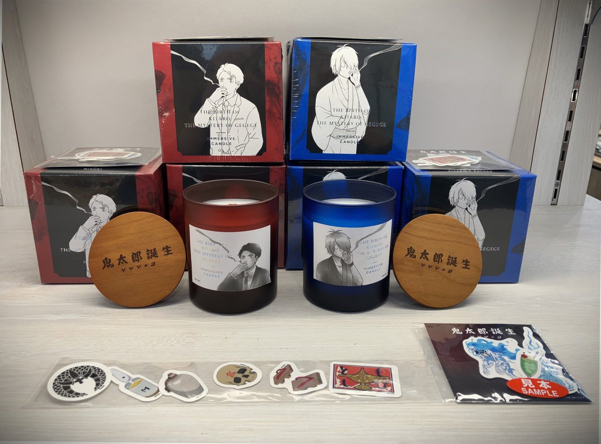 TA_museum's tweet photo. 【＃TAMUショップ情報】『#鬼太郎誕生 ゲゲゲの謎』「薫線香」が入荷しました👁️描き下ろしイラストを使用した 【香皿】と【線香2種】のセットとなります🍶
アロマキャンドル「水木」「鬼太郎の父」もお取り扱い中です🕯️ご来店の際はお見逃しなく✨ https://t.co/ElRzJtxjWb