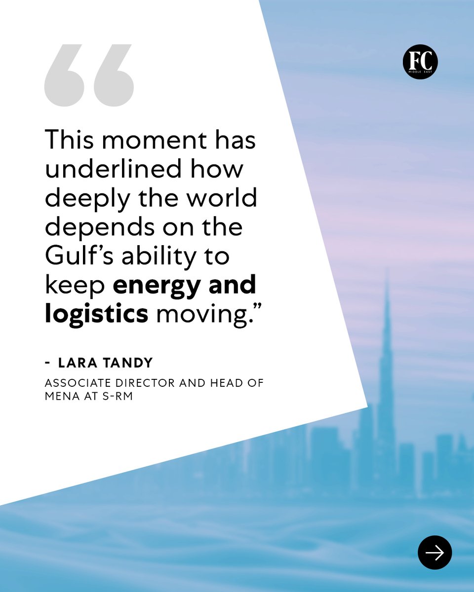 fastcompanyme's tweet photo. Lara Tandy, Associate Director and head of MENA at @SRMInform, says the current crisis has highlighted something the world often forgets: the Gulf is not a passive bystander in global economics – it’s a core pillar.

Daniel Hensel, Client Partner at 4most, says the UAE’s sensitivity sits in a few key channels – energy, logistics, and confidence-driven sectors such as tourism, aviation, real estate, and trade. Hydrocarbons remain a major revenue source, but the country’s sovereign wealth and strong net asset position provide a cushion that few economies can match.