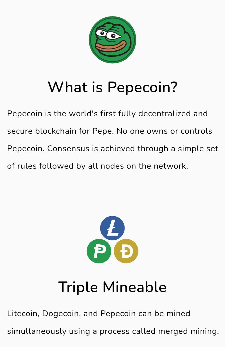 Byl_Pepecoin's tweet image. if you’re gonna buy a memeCOIN, look at actual coins not all these random tokens
id stick with stuff from the #ltc/#doge family like pepecoin @PepecoinNetwork
its only one with its own blockchain, not just another copy paste token