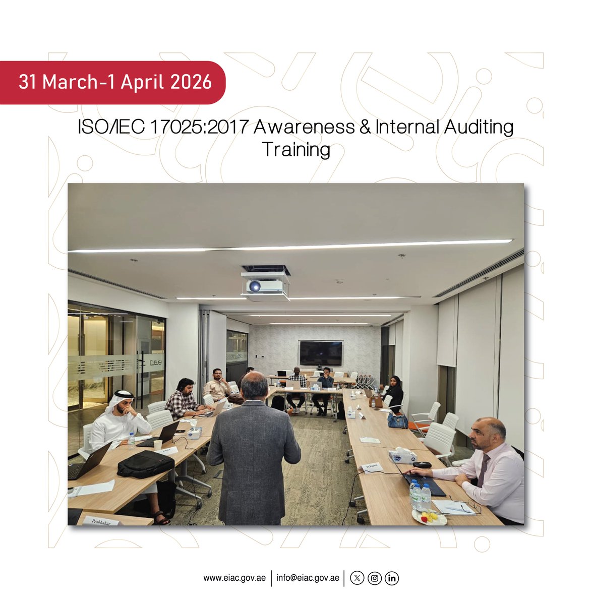 eiacGOV's tweet photo. The ISO/IEC 17025:2017 Awareness and Internal Auditing training was successfully conducted this week, with participation from representatives of various testing and calibration laboratories.
#EIAC_UAE #Training #ISO17025 #InternalAuditing #LaboratoryQuality https://t.co/PwvsNcfKH4