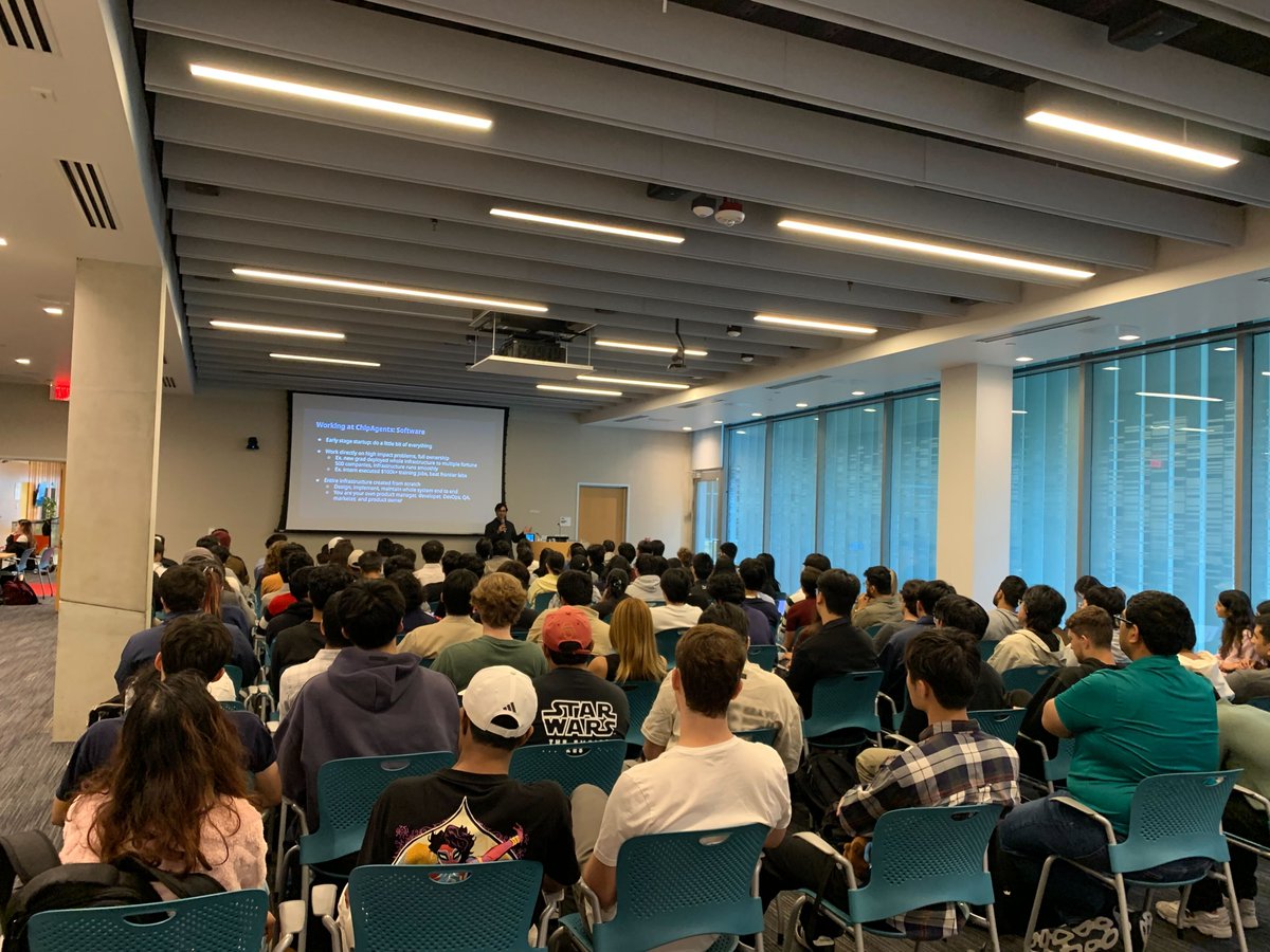 AlphaDesignAI's tweet photo. UCSD, wow.

We hit room capacity with 115+ students showing up for the ChipAgents x UCSD info session, and people were lining up 30 minutes before the event even started.

The energy in the room was incredible.

It was especially exciting to hear our team share the journey of building what we believe is the industry’s leading agentic platform for semiconductor. From tackling hard infrastructure problems to pushing the boundaries of what autonomous systems can do in chip design, the stories clearly resonated.
Huge thanks to everyone who came out, asked thoughtful questions, and showed genuine curiosity about the future of this space. The next generation of builders is ready.

If you’re interested in shaping the future of semiconductor with AI-driven agents, we’d love to connect.