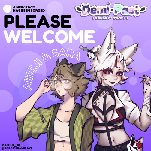 【 TALENT ANNOUNCEMENT 】

Please welcome to our talent roster, Aikeji &amp; Sara! 

» <a href="/Aikeji_jk/">Aikeji ☘️🍵</a> | <a href="/SarakuraMisaki/">MsSaraMisaki 🩸🔪</a> «