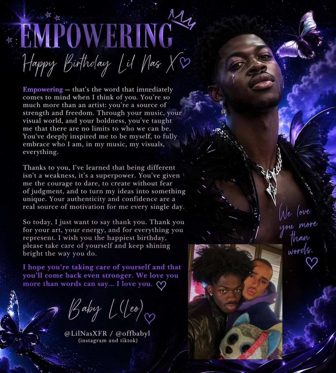 🎉 JOYEUX ANNIVERSAIRE À TOI 🎉 

Envoyons-lui beaucoup d'amour en ce jour très spécial. 💙🤍❤️

<a href="/LilNasX/">☆ ‧dreamboy··‧̩̥˟͙冬˟͙‧̩̥l</a> #HappyBirthdayLilNasX #HappyBirthdayMontero