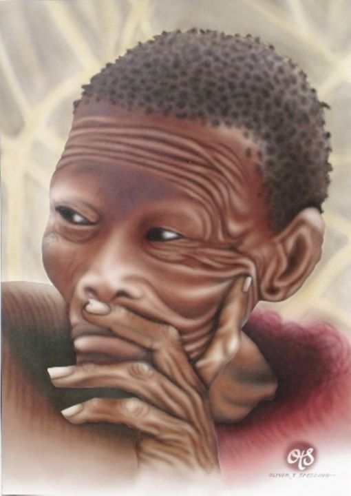 OliverSpedding's tweet photo. Art of the Day! "Wrinkled Bushman Woman". Buy at: https://t.co/czXKwhXmtO https://t.co/64Kig76Twk