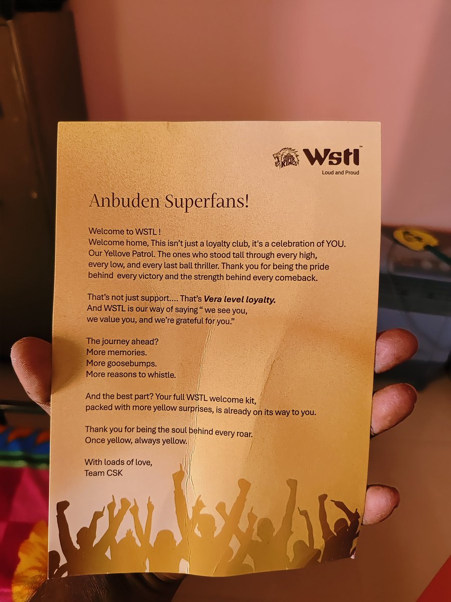 arunash97's tweet photo. Received #WSTL membership welcome kit
#Whistlepodu #csk @ChennaiIPL https://t.co/weY4ZiIelP