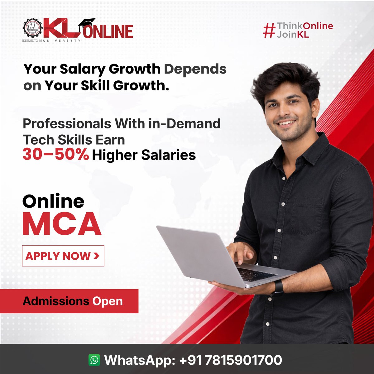 klu_online's tweet image. In today’s job market, professionals with in-demand tech skills often earn significantly higher salaries because they can contribute more effectively from day one. 

#onlinemca #onlinedegree #WorkingProfessionals #kluonline