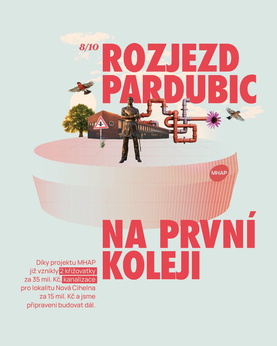 mhapce's tweet photo. ✅ 8/10 přínosů MHAP pro Pardubice a ČR.

Pardubický rozjezd na první koleji! 🛤️ Díky MHAP již vznikly 2 křižovatky za 35 milionů korun společně s kanalizací pro lokalitu Nová Cihelna za 15 milionů korun a jsme připraveni budovat dál. 🏗️

#mhapce #pardubice
@MestoPardubice https://t.co/IZCDAXZoma