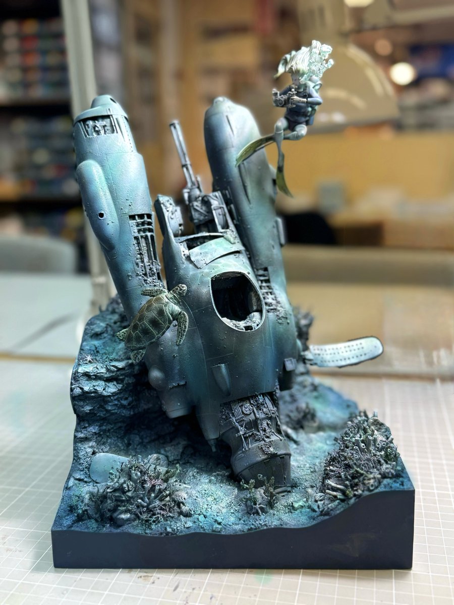水中ジオラマにしたい題材。引き上げシーンもいいね！時間できたら戦闘機でもやってみようかな。