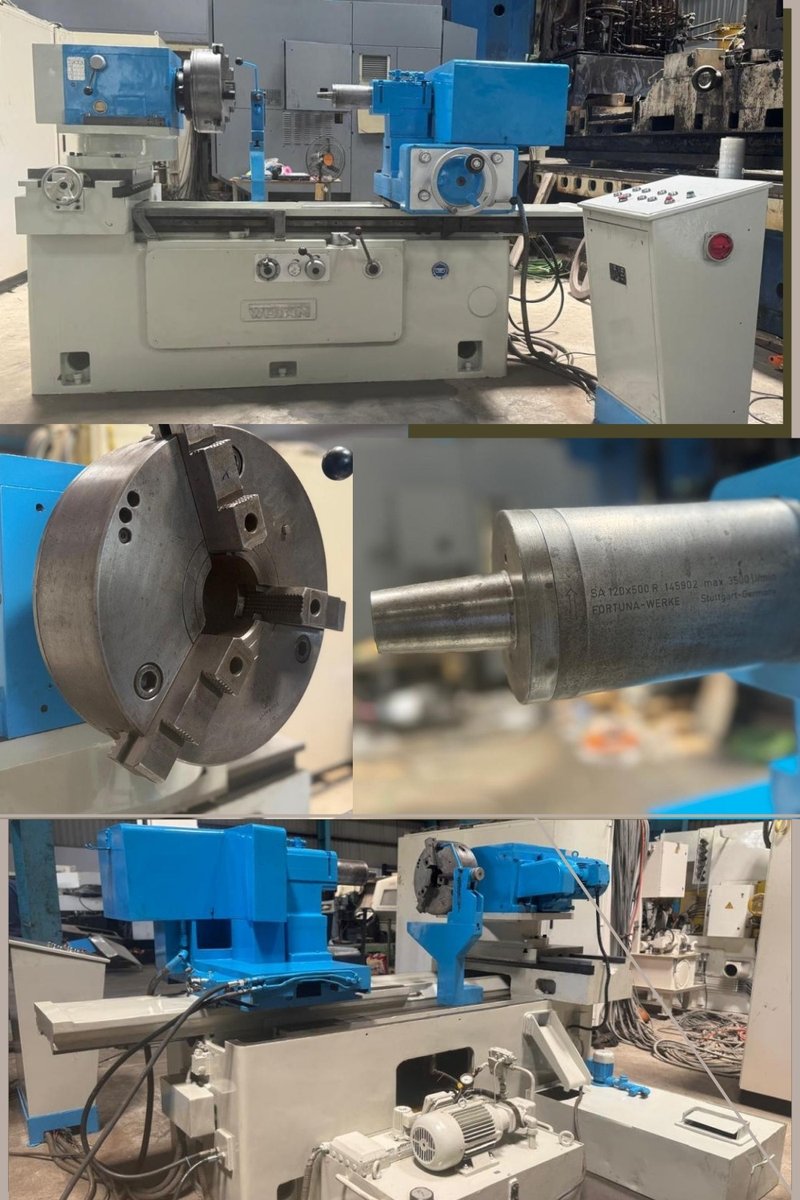 Prowin_corp's tweet image. ID-Grinding Machine 
Call - +91 9379825025
Make - WOTAN
Chuck Dia - 400mm
Max Grinding Dia - 1100mm
Table Stroke - 700mm
Work Head Travel - 520mm
Tilting - ±45°
Grinding Spindle Head Stroke - 300mm (Auto)
ID Spindle Dia - 120mm
#grindingmachine #usedmachinery #wotan
