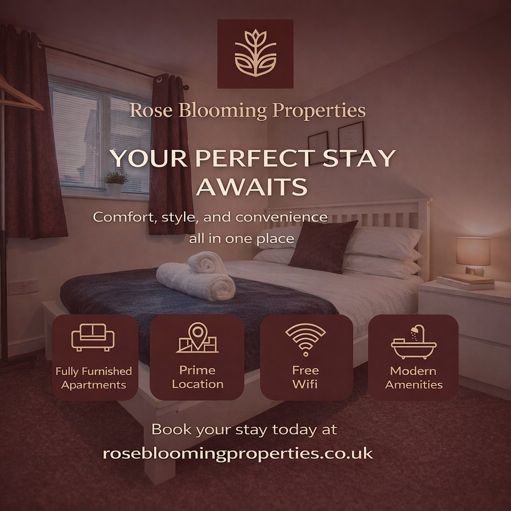 blooming11221's tweet photo. Your perfect stay awaits.
Fully furnished apartments in prime locations with modern comfort, fast WiFi, and parking.
Book now:
https://t.co/bVL2iiA1z3
#RoseBloomingProperties #ServicedApartments #UKStay #ShortStay #LuxuryLiving #BookNow https://t.co/TRcVrl1Rwt