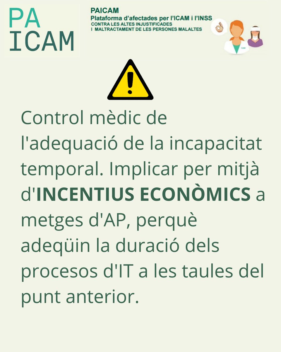 LaPAICAM's tweet photo. Molt bé @esegurvi. 
Cal assenyalar als principals responsables, @inclusiongob i @govern-@salutcat i el conveni que marca com ha d'actuar l'ICAM i ara també els CAPs, que va empitjorant signatura rere signatura. https://t.co/B9i9XbAgTv