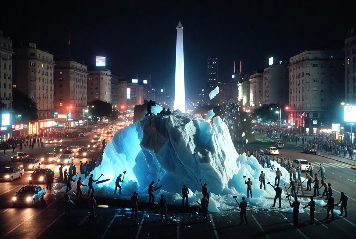 ESTÁN FAENANDO UN GLACIAR EN EL OBELISCO