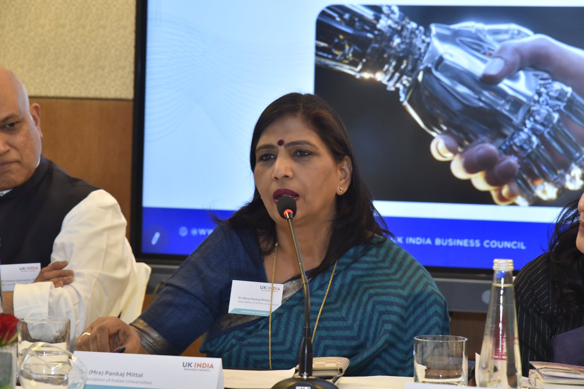 UKIBC's tweet photo. We held our 3rd Annual Dialogue on Future of Work, in New Delhi. The engaging session brought together representation from leaders from #government, #industry, and #academia to explore how the #UK and #India can collaboratively shape a future-ready workforce.
 
The session highlighted opportunities for co-creation and co-development through embedded education programmes, apprenticeships and internships, stronger industry–academia linkages, and a greater role for industry associations in enabling real-world learning experiences for students. It also emphasised strengthened STEM collaboration and the imperative of co-existing with AI.
 
Some of the themes that emerged were- #Learning #to #Learn- Upskilling for middle management, Flexibility- Bringing new mothers back into workforce, Acknowledging that AI conversation can be limited to “creamy layer” of the workforce and efforts on digital literacy need to be more inclusive. We were honoured to hear special remarks from Dr. (Mrs.) Pankaj Mittal, Secretary General, Association Of Indian Universities, who underscored the need for curricula to evolve in line with technological change. 
 
We extend our sincere thanks to all our speakers and UKIBC members for their valuable insights, which made the discussion well-rounded, engaging, and forward-looking.
 
With the UK–India FTA opening up deeper conversations around skilling, mobility, and mutual recognition of qualifications, the Dialogue reaffirmed a shared commitment to building a more agile, future-ready workforce.

Nitin Razdan | Monika Rawat | Deep Narayan | Sundeep Jakhar | Abhilash Nair | Girish Balachandran | Karam Grover | Prashant Gupta  | Mansi Goyal

Kishore Jayaraman, OBE | Surbhi Mathur | Nishtha Grover | Ananyaa Girhotra | Astha Katyayan | Amanpreet Singh