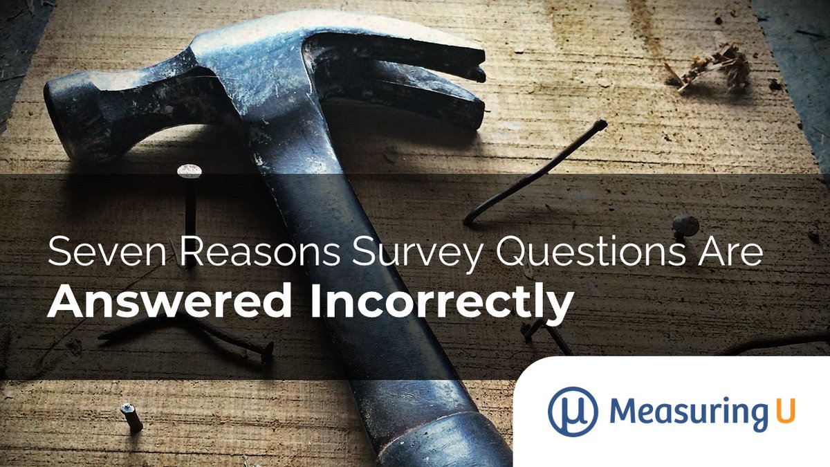 MeasuringU's tweet image. Why #survey questions are answered incorrectly #3: Misinterpreting the question. measuringu.com/incorrect-surv…