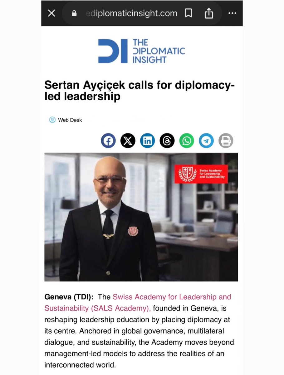 SWISS ACADEMY🇨🇭 Sertan Ayçiçek
#diplomacy #sertanaycicek 
thediplomaticinsight.com/sertan-aycicek…