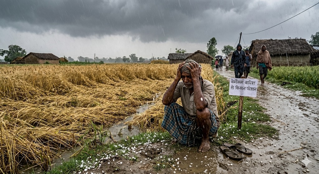 Prajakta_Singh2's tweet image. देश का अन्नदाता और मौसम की मार ! किसान की नहीं, बल्कि उसकी सालों की मेहनत, उम्मीदों और पूरे परिवार के भविष्य के तबाह होने की दास्ताँ है। 
जब फसल ही लहलहाने की जगह ज़मीन पर बिछ जाए, तो एक किसान के पास पछतावा के अलावा क्या बचता है?

#Kisan 
#RainDamage 
#AgricultureIndia
