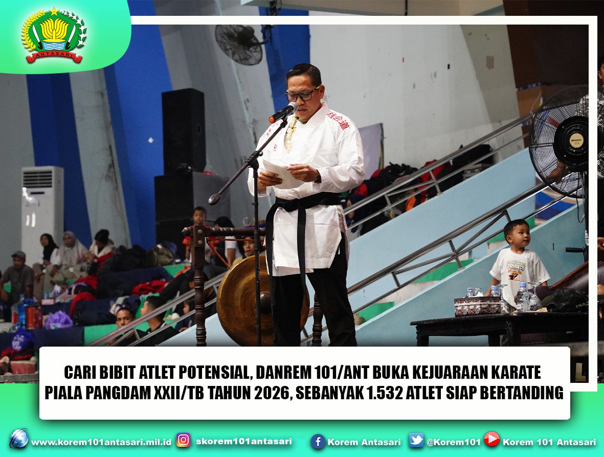 korem101's tweet photo. Cari Bibit Atlet Potensial, Danrem 101/Ant Buka Kejuaraan Karate Piala Pangdam XXII/TB Tahun 2026, Sebanyak 1.532 Atlet Siap Bertanding https://t.co/6aRmEKnywR