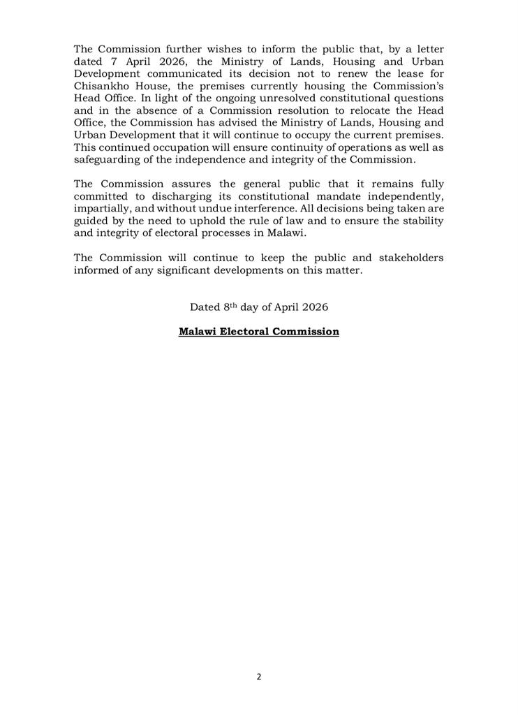 Malawi Electoral Commission tweet media