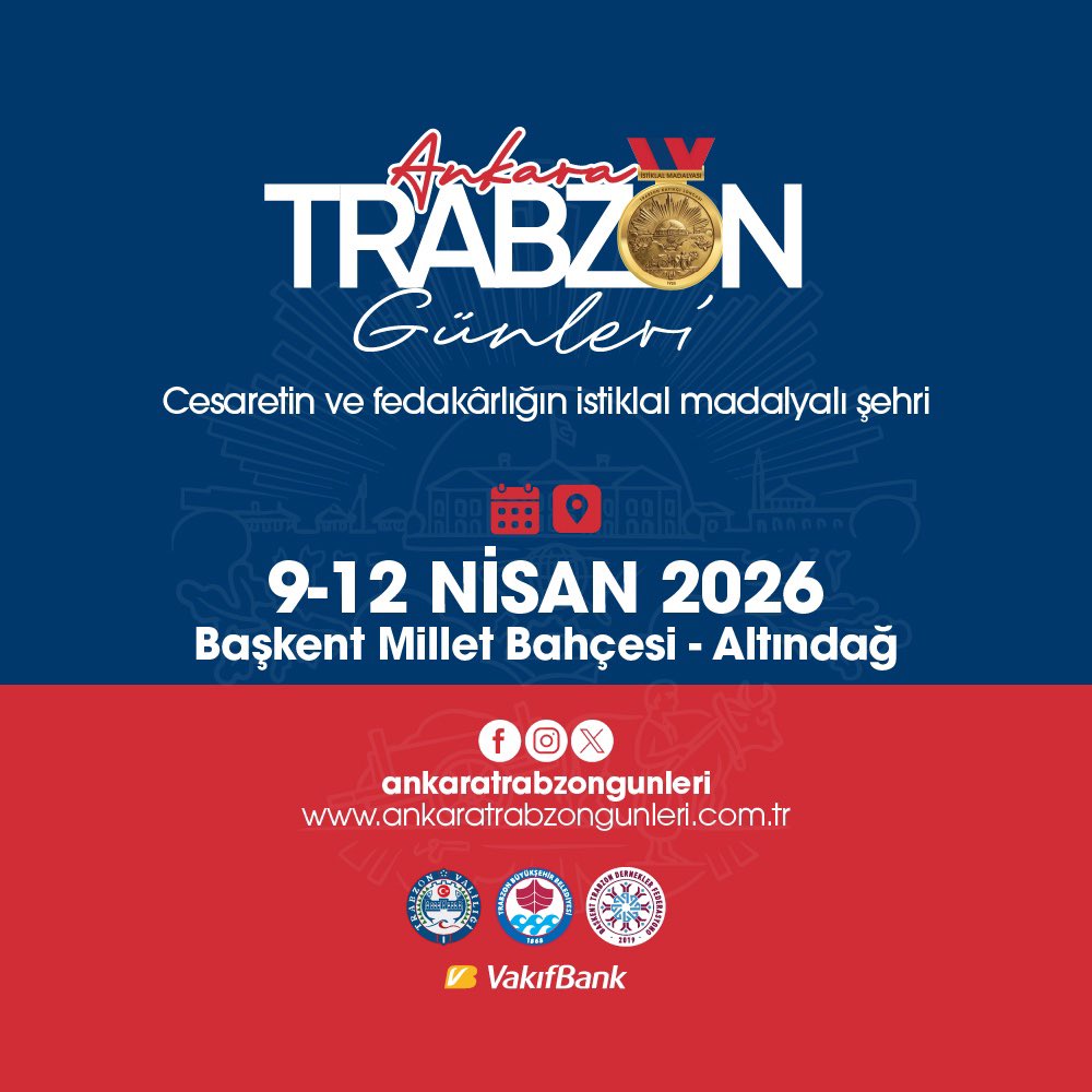Trabzonlu hemşehrilerimizle Ankara’da buluşuyoruz! ♥️💙

Horonun coşkusunu, muhabbetin sıcaklığını ve Trabzon’un ruhunu Ankara’ya taşıyoruz. 

Tüm hemşehrilerimizi bu güzel buluşmaya davet ediyoruz! 💫

🗓️ 9-12 Nisan
📍Başkent Millet Bahçesi

#AnkaraTrabzonGünleri