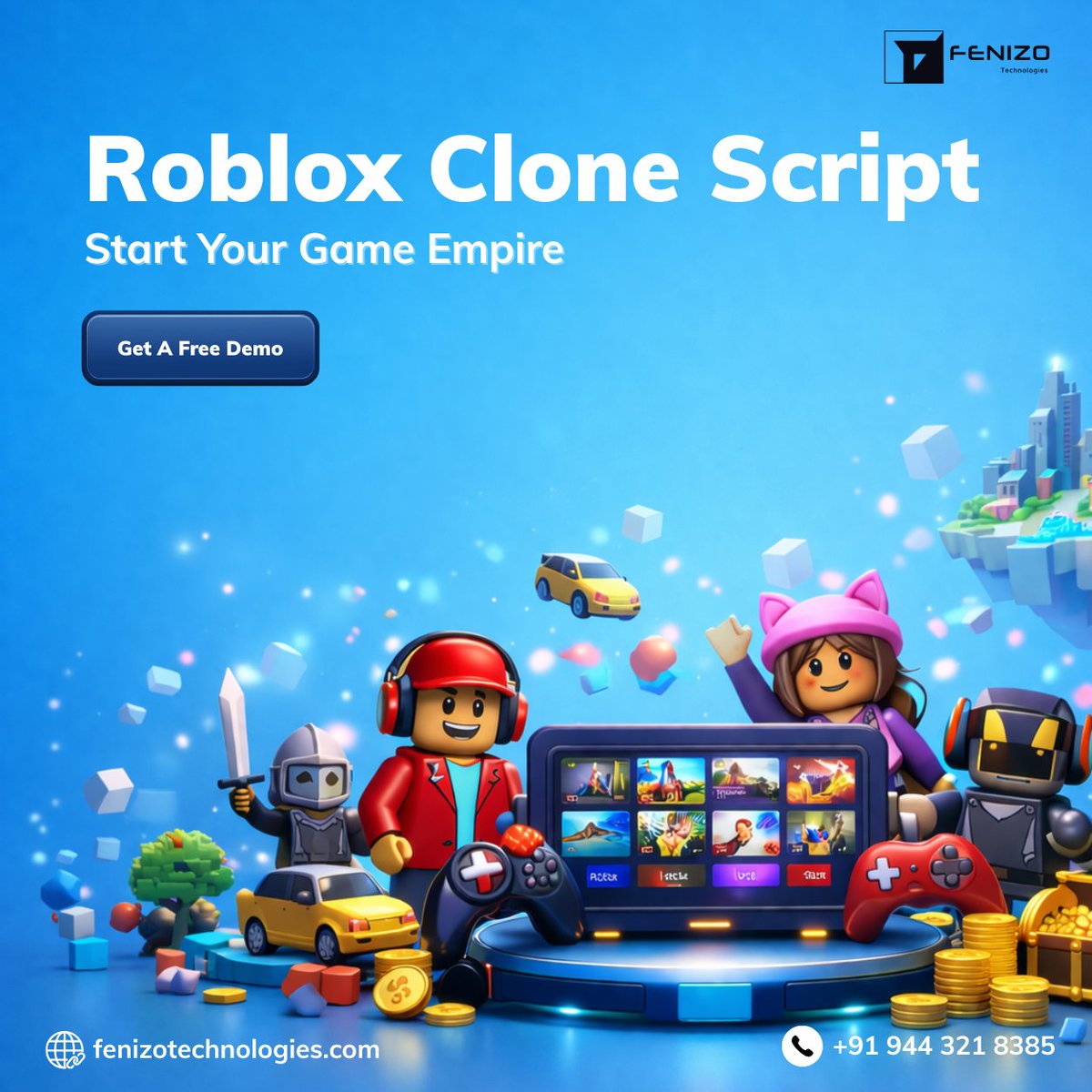 FenizoTechs's tweet image. Launch your own gaming universe with our Roblox Clone Script 🚀
Build immersive virtual worlds, multiplayer experiences &amp;amp; scalable platforms.

Visit: fenizotechnologies.com

#RobloxClone #GamingPlatform #MetaverseDevelopment #TechStartup #GameDev