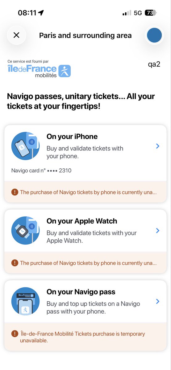 sgaze's tweet photo. @SNCFConnect quand est-ce qu’on va pouvoir à nouveau acheter des billets pour Paris et sa région depuis un iPhone ? En panne depuis plusieurs jours. https://t.co/CTxZDfz8fV