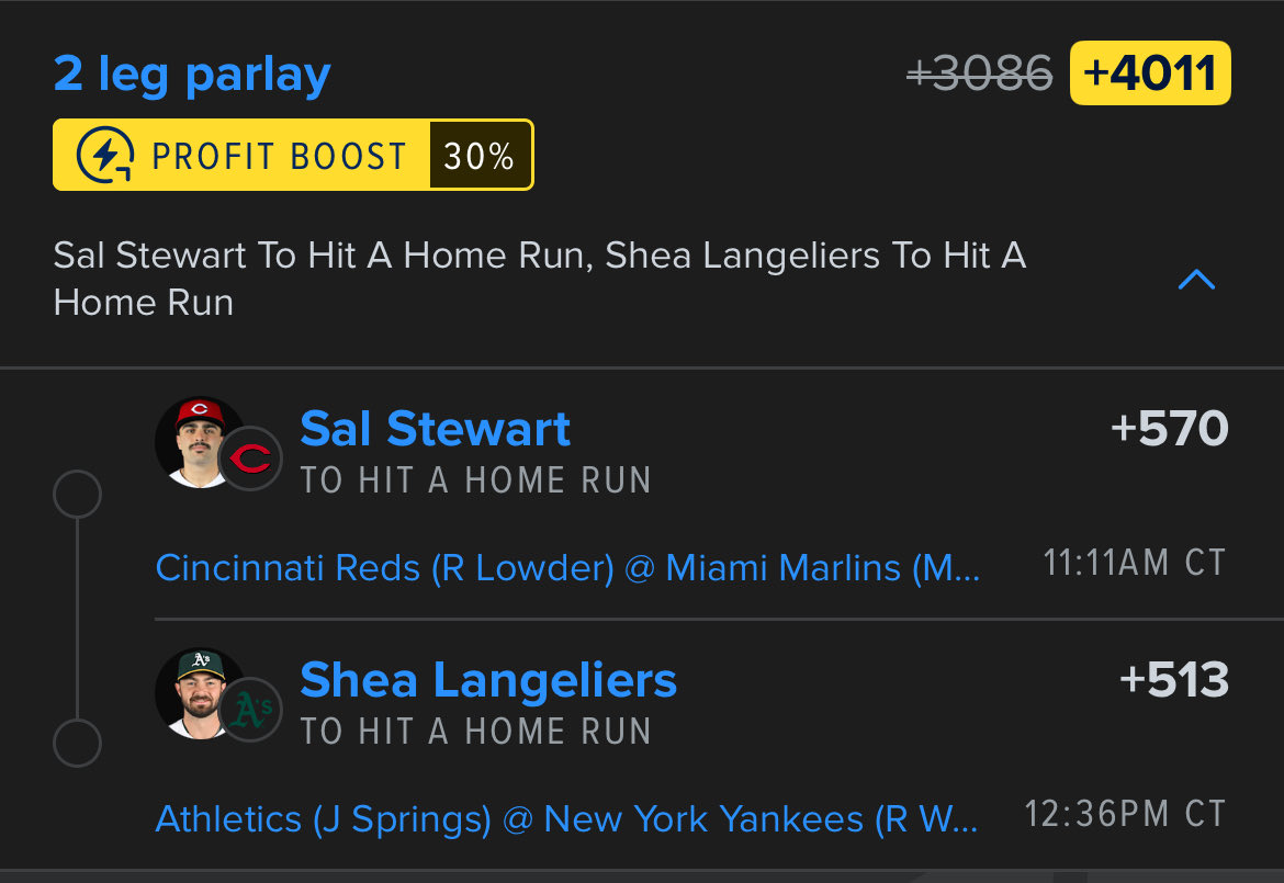 TroubleBets's tweet image. Gone out of sight🔭

As always feel free to pair what you like

#GamblingX #MLB #DraftKings