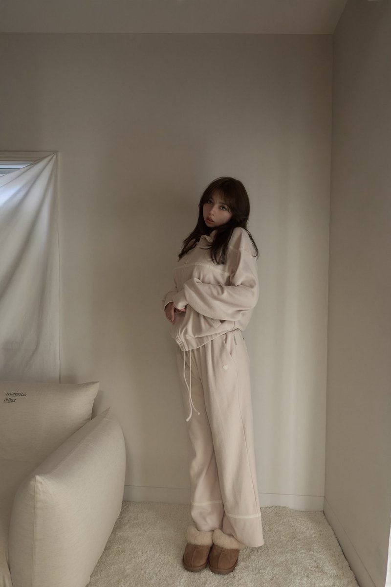 ルームウェア・パジャマ andmary Milky pile heart long pants Milky pile heart long pants color pink beige ¥12100-tax in