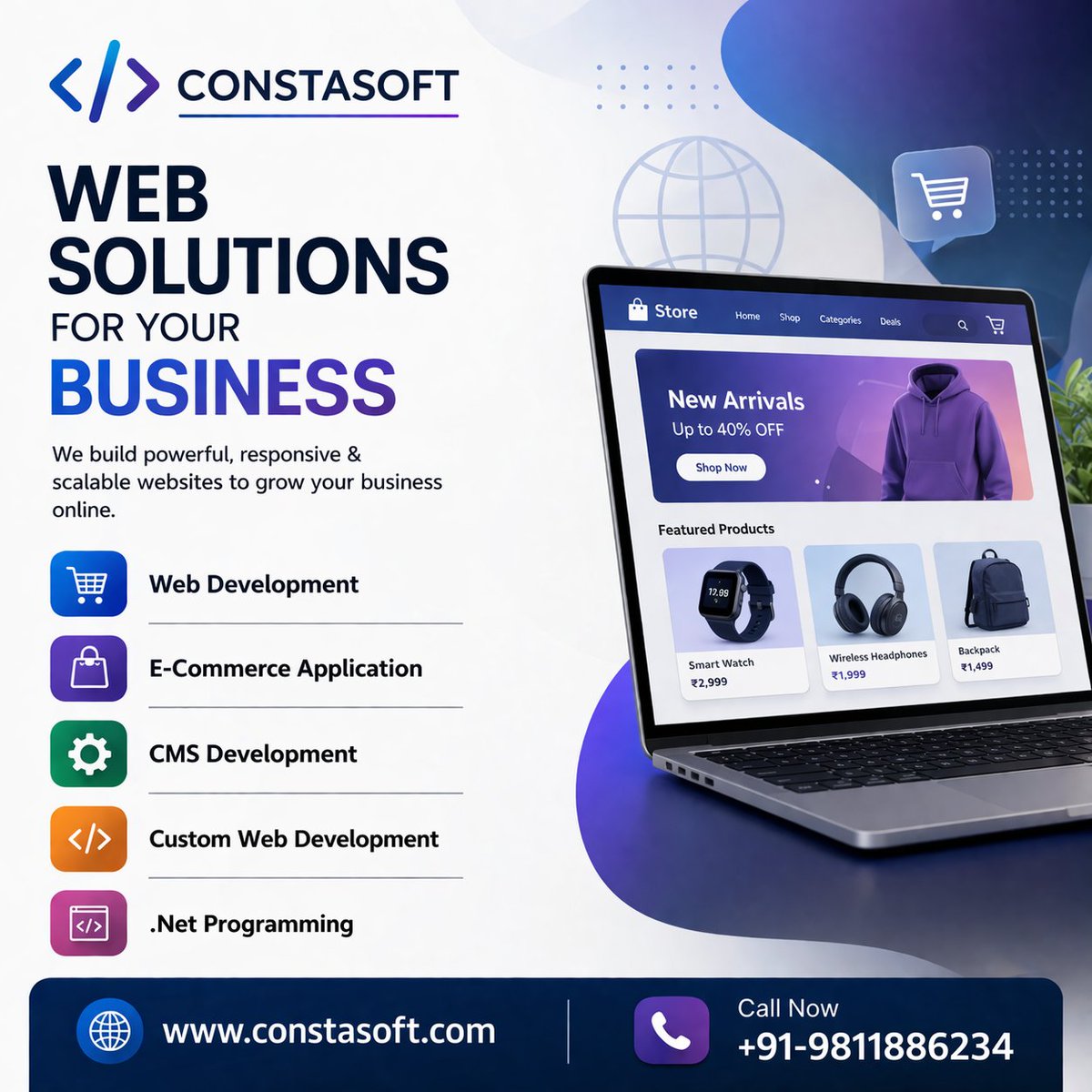 constasoftware's tweet photo. At Consta Software Pvt. Ltd., we build powerful, scalable, and user-friendly websites that help your business stand out online. 
🌐 Visit: https://t.co/QTcJRSJQGe
📞 Call Now: +91-9811886234
#WebDevelopment #SMO #DigitalMarketing #EcommerceSolutions #CMSDevelopment #DotNet https://t.co/G6jQc3x8On