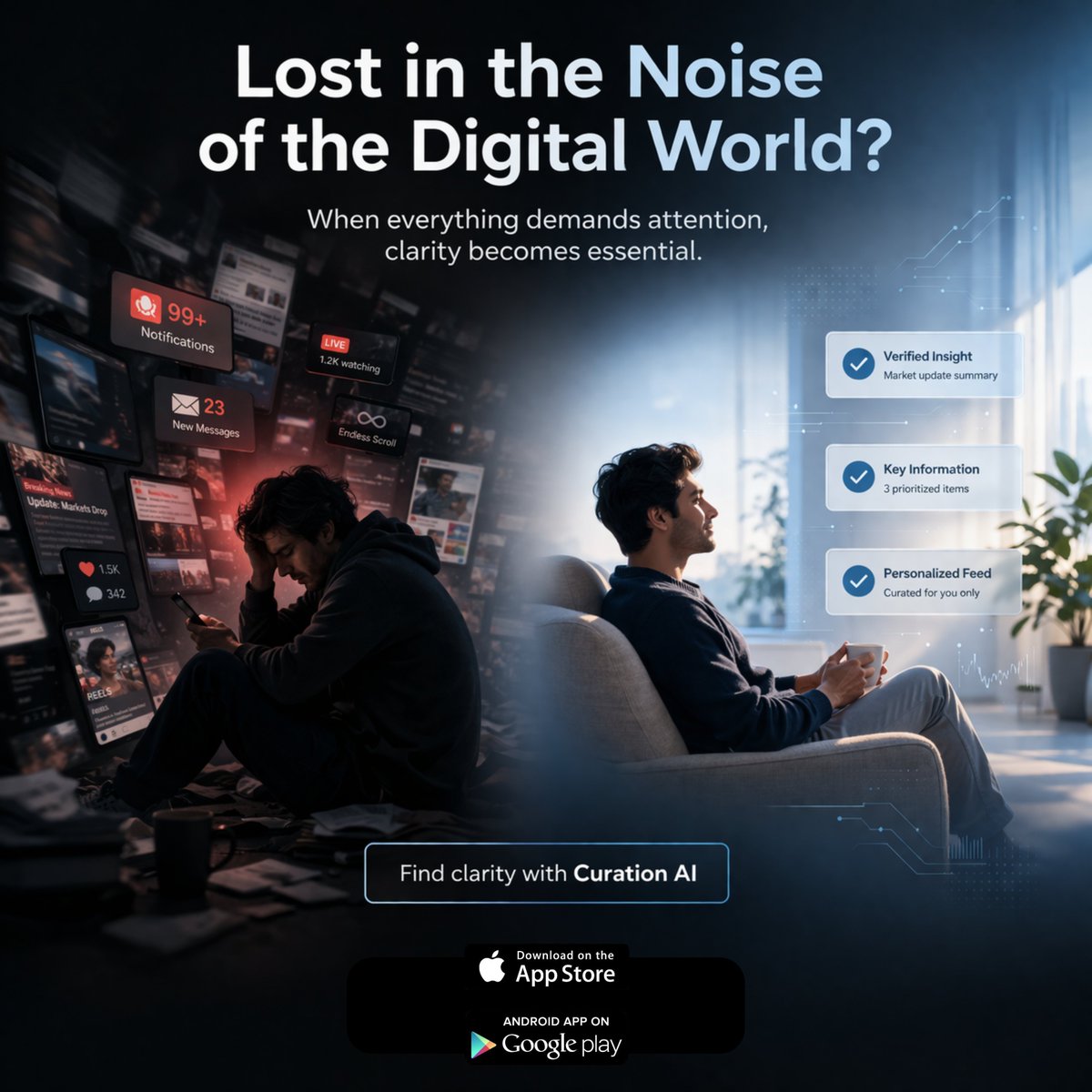 curation_ai's tweet photo. Feeling overwhelmed by endless information? It’s time to take control and focus on what truly matters.
Download now and experience clarity with Curation AI.
#CurationAI #DigitalClarity #SmartDecisions #AItools https://t.co/5PxgYwVvCf