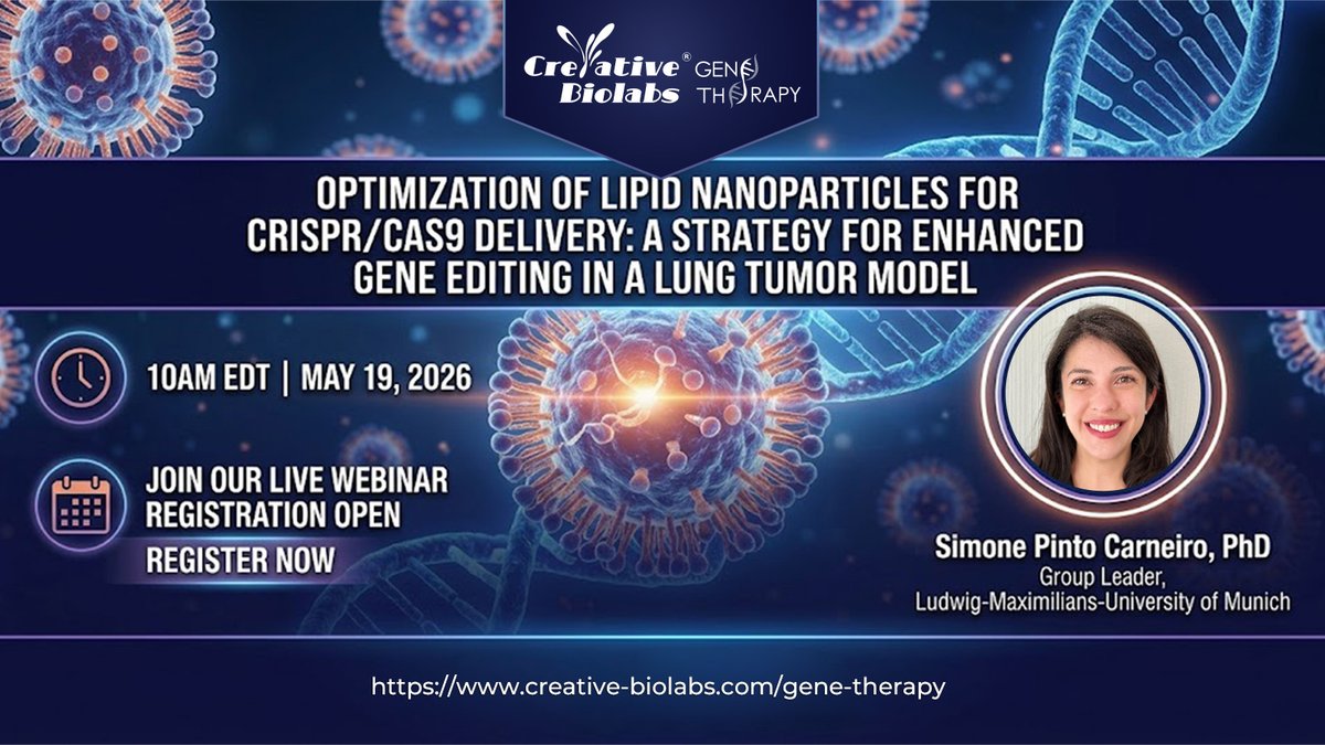 creativebiolabs's tweet photo. What will you learn?

✔ Optimize LNPs
✔ Improve CRISPR delivery
✔ Target lung tumors
📅 May 19 | 10AM EDT
Register:
https://t.co/0fE0sHHJjG

#CRISPR #LNP https://t.co/gVJWN6Oein
