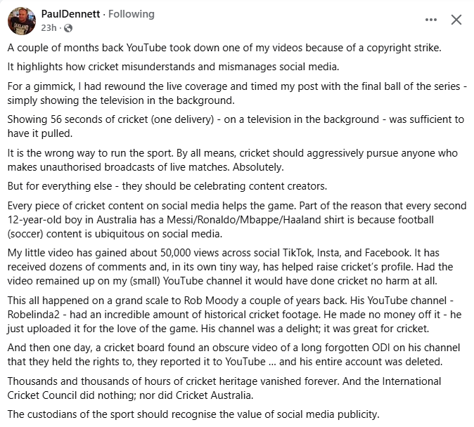 cric_blog's tweet photo. Couldn't agree with you more, @PaulDennett_ 

Very well said! https://t.co/OYdF2Xvr8O