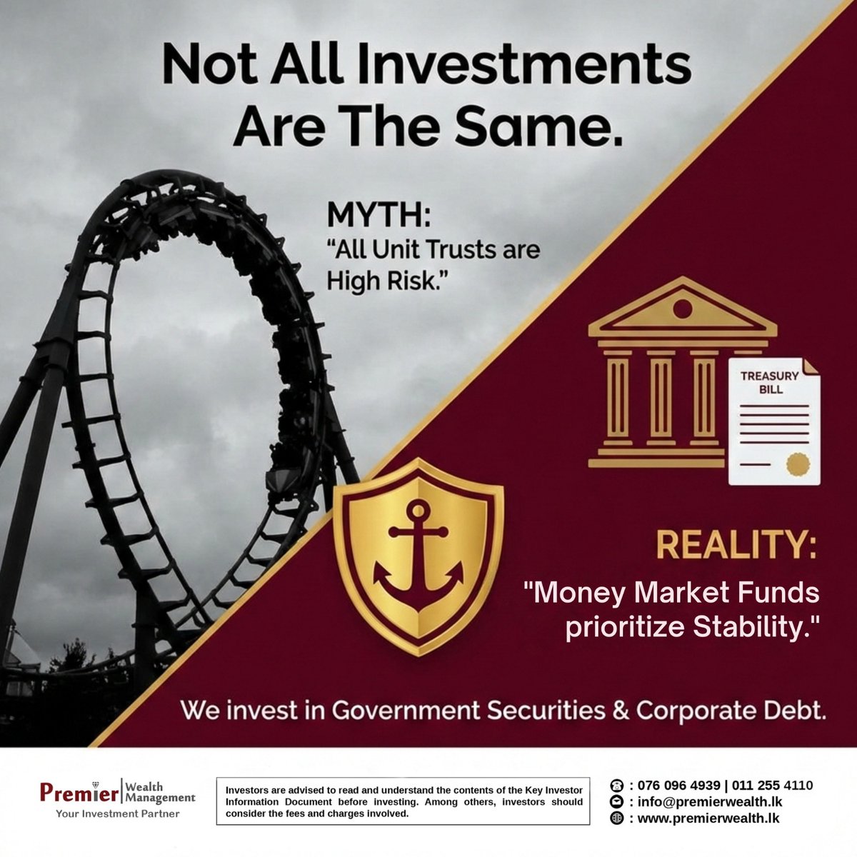 premierwealthsl's tweet photo. Do you think "Unit Trust" means "Stock Market"? Think again. 🤔📉

❌ The Myth:
Many people believe that all Unit Trusts are high-risk investments that fluctuate wildly like the share market.

✅ The Reality:
Unit Trusts come in different types. https://t.co/C8XSnqNJhd