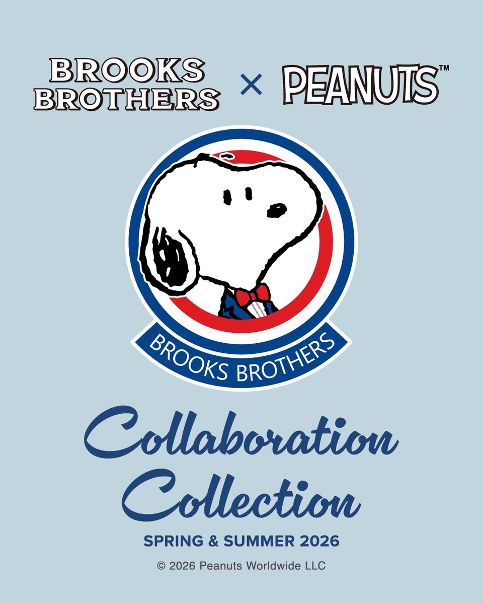 【4月17日(金)発売！】

「ブルックス ブラザーズ×PEANUTS」コラボコレクションSpring &amp; Summer 2026。

春夏の装いに取り入れやすい、メンズ・ウィメンズのコラボアイテムの数々が登場します。

詳しくはこちら
lnky.jp/wV3Bwtc

#peanuts #snoopy
#BrooksBrothersxPeanuts