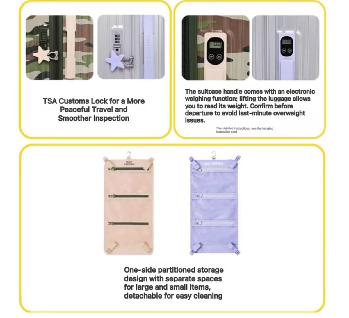 itsmejodiii's tweet photo. ROSYDOEDIAN luggage got a built in SCALE?!?

Available in three sizes (20", 24", 26") and two colors (army green, grayish purple)

Oh my pink & green is my weekness plus i love silver and purple and I travel a lot, so what now?! ZHAO LUSI HELP🤣

Pre-order link opens 4.9
Official release 4.15
