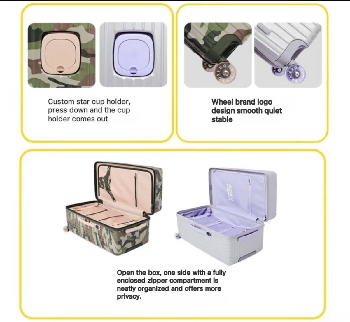 itsmejodiii's tweet photo. ROSYDOEDIAN luggage got a built in SCALE?!?

Available in three sizes (20", 24", 26") and two colors (army green, grayish purple)

Oh my pink & green is my weekness plus i love silver and purple and I travel a lot, so what now?! ZHAO LUSI HELP🤣

Pre-order link opens 4.9
Official release 4.15