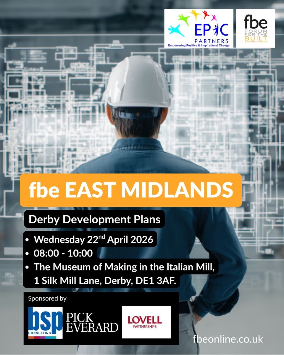 fbeonline's tweet photo. In just 2 weeks we join fbe East Midlands for a morning breakfast, networking, and insight. 

Kindly sponsored by @BSPConsLtd @PickEverard Lovell Partnerships

This event supports Epic Partners

Full details online at https://t.co/dxZjALHsvU https://t.co/lBLLrqzIEe