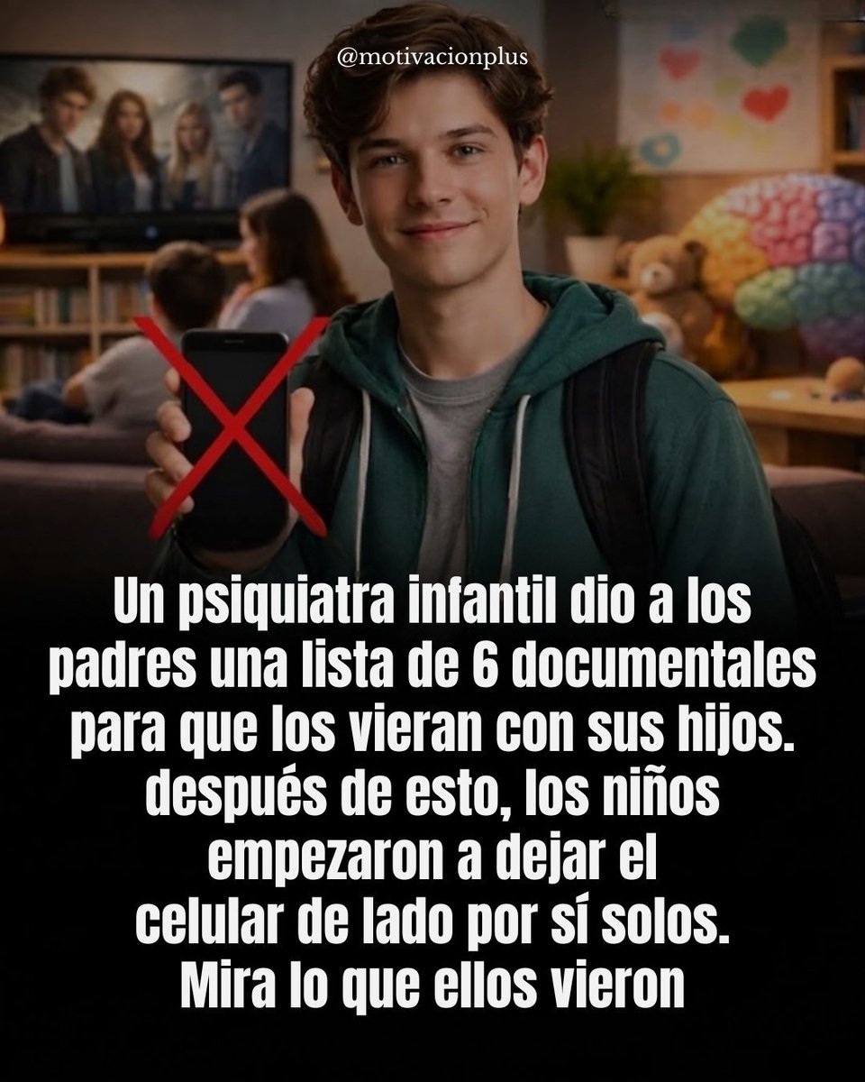 xavidemelo's tweet photo. Un psiquiatra infantil dio a los padres una lista de 6 documentales para que los vieran con sus hijos.

 Después de esto, los niños empezaron a dejar el celular de lado por sí solos.  

Mira lo que ellos vieron:  

-Hilo- https://t.co/V0cn1orzY8