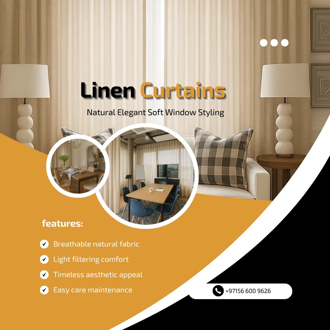 blindcurtainllc's tweet image. Enhance your interiors with best linen curtains, offering breathable fabric, soft texture, light filtering, durability, and a relaxed elegant look for modern homes.
📞 +97156-600-9626
📧  sales@curtainsandblindsdubai.ae
Visit: curtainsandblindsdubai.ae/linen-curtains/
#LinenCurtains #SmartCurtains