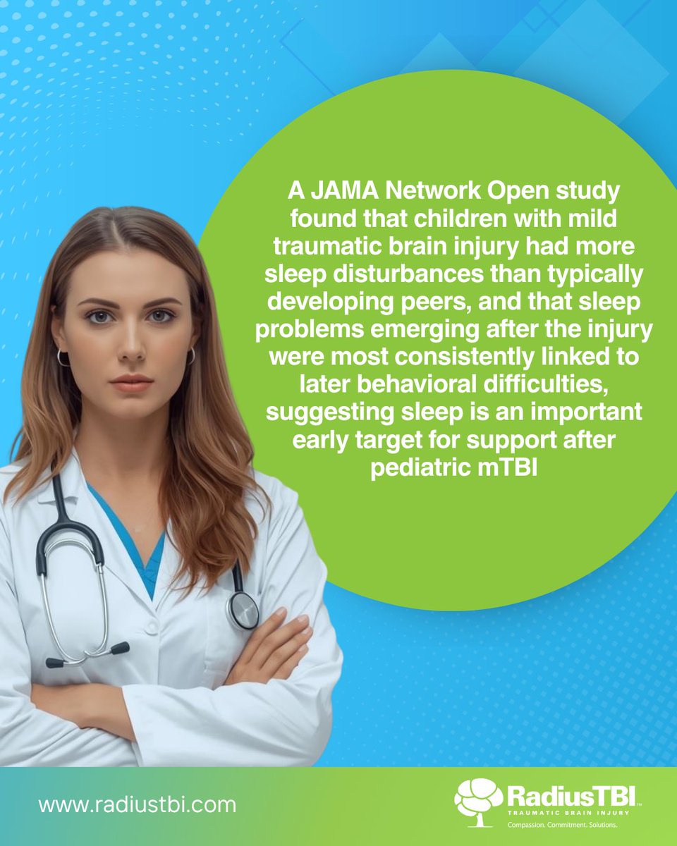 RadiusTBI's tweet photo. A study from JAMA Network Open found that children with mild traumatic brain injury experience more sleep disturbances than their peers, and these sleep issues are closely linked to later behavioral challenges. 

Read more: https://t.co/eXjX8xnkOo

#radiustbi #fortlauderdale https://t.co/RdNrrS9zfm