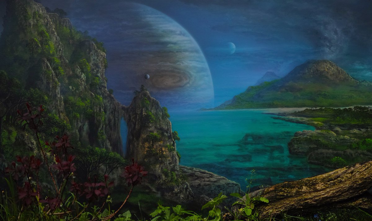 BESPOKEART63's tweet photo. Painting oil on canvas from the Planetary Society USA. Title LOOKING FOR NEW WORLDS. https://t.co/OmBUkhn7SL