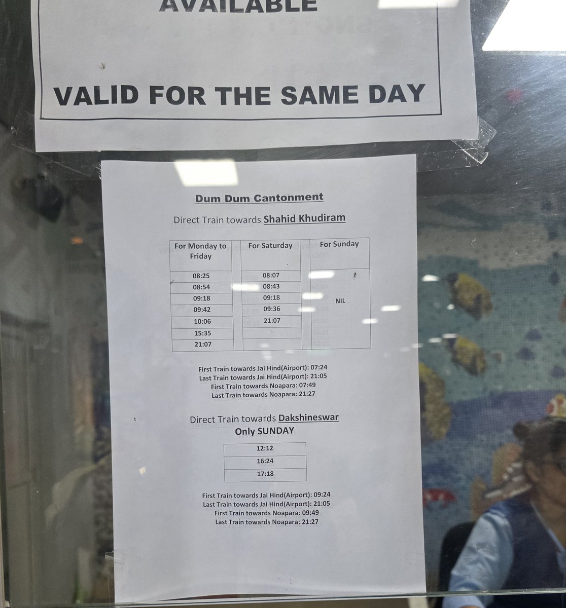 sebelarav's tweet photo. Metro timings from Dum Dum Cantonment to Shahid Khudiram directly. On Sunday, direct metro services from Dum Dum Cantonment to Dakshineswar have also been provided https://t.co/W6m6029bGh