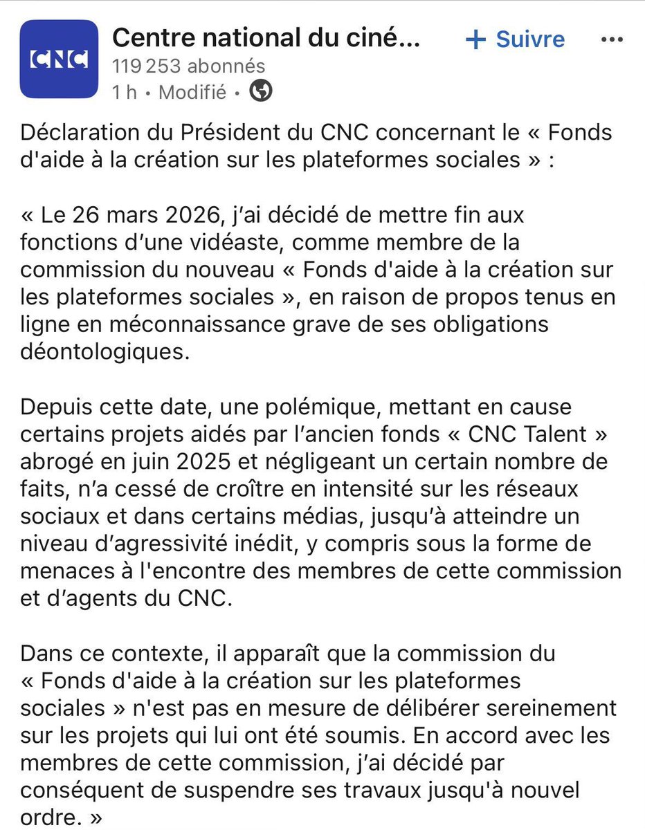Au lieu de se remettre en question sur la transparence de sa commission, le traçage des fonds (qui en fait quoi), la pluralité des aides (pourquoi les gros sont aidés et pas les petits), le CNC abandonne. À la fin c’est la création qui perd et le harcèlement d’Ultia qui gagne…