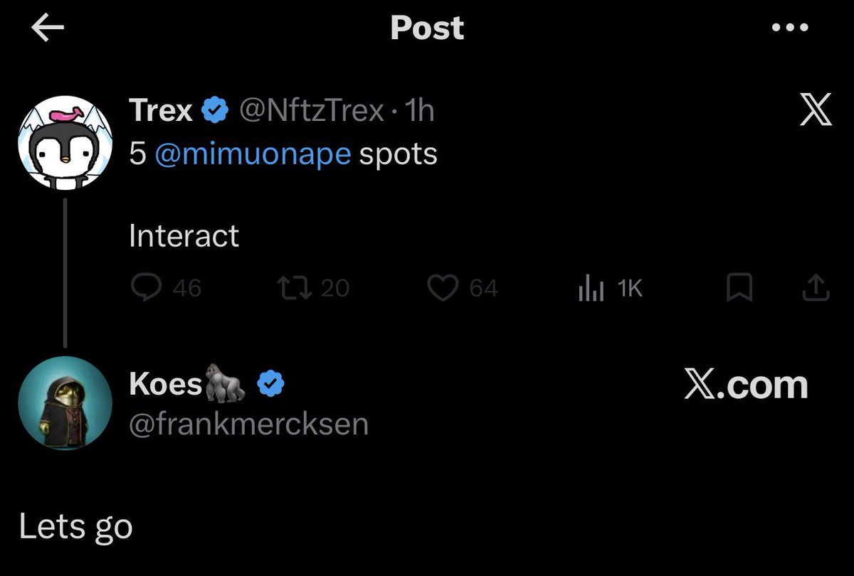 mimuonape's tweet image. If you’re interacting with this post you are getting cooked. 

We have not given @NftzTrex any spots to our mint. They don’t even follow us. 

Farmoors be farming. 

-MIMU