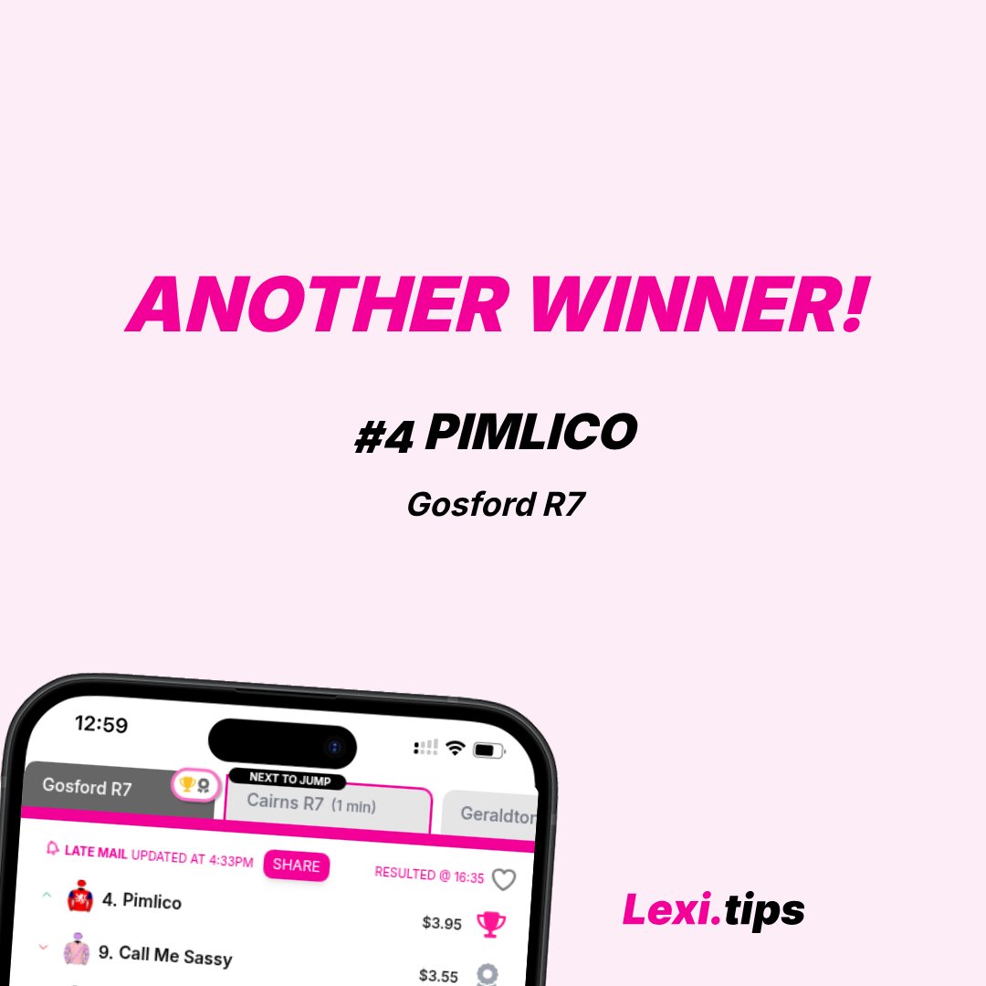 Lexi_Tips's tweet photo. Another Winner tipped by Lexi. #4 Pimlico wins Race 7 at @gosford_races

Get your tips here https://t.co/zwBTAsmjiB and get in on the action. https://t.co/9dpdyM2jLP