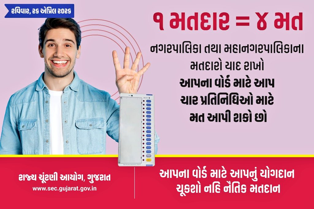 CollectorArv's tweet photo. જિલ્લાવાસીઓને આગામી સ્થાનિક સ્વરાજયની ચૂંટણીમાં જિલ્લા પંચાયત/તાલુકા પંચાયત/નગર પાલિકા માટેની મતદારયાદીમાં આપનું નામ ચકાસણી કરવા માટે નીચે આપેલ લીંકનો ઉપયોગ કરી ચકાસી શકો છો. @SECGujarat
https://t.co/j0Lb00C6LV… https://t.co/G9DH33UZ4h