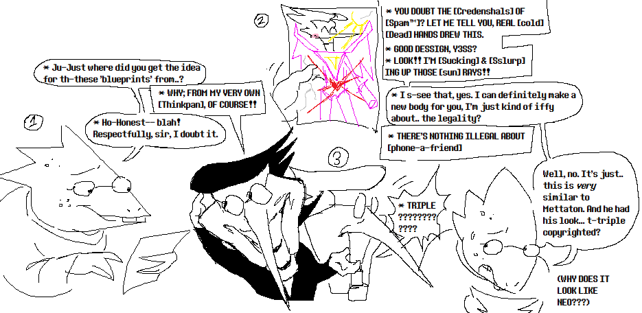 spamton uses alphys for free labor. this is surely the worst thing he's ever done