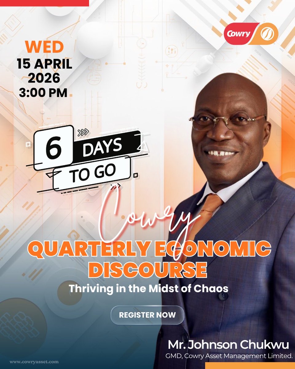 CowryAssetMgt's tweet image. Stay informed and maximize your earnings, also seize this opportunity to register for our upcoming Economic Discourse event. 

Link: us06web.zoom.us/webinar/regist…

#cowryasset #stockmarket #stockmarketnews #economy #fyp